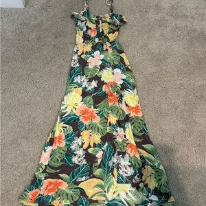 Volcom Tropical Floral Maxi Dress - Green, Orange, Yellow